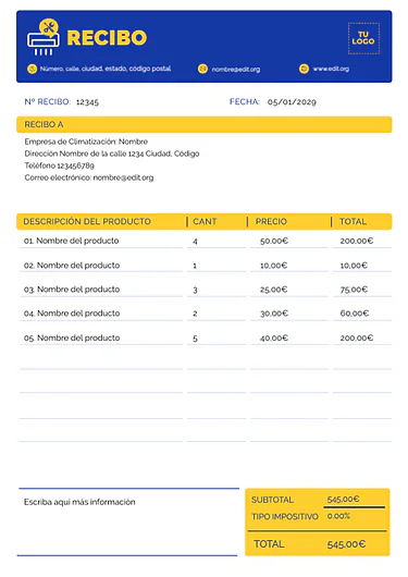 Edita una plantilla de recibo