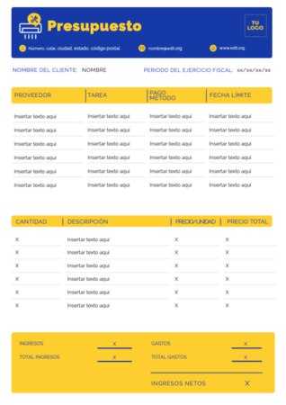 Edita un diseño de presupuesto