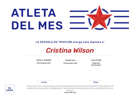 Edita un diploma deportivo