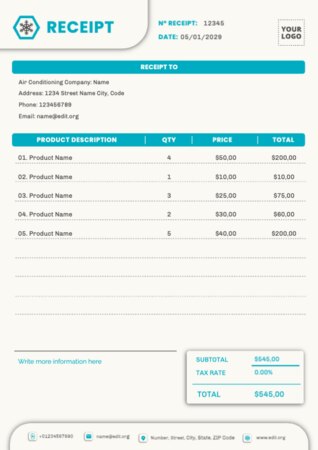 Edit a receipt sample