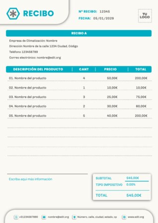 Edita una plantilla de recibo