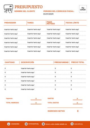 Edita un diseño de presupuesto