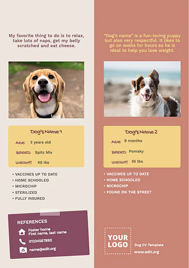 Edit a Dog Resume