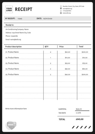 Edit a receipt sample