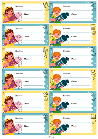Edita una Etiqueta para Pupitre