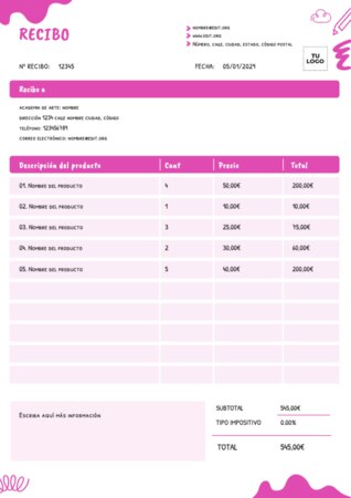 Edita una plantilla de recibo
