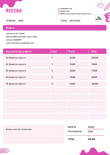 Edita una plantilla de recibo