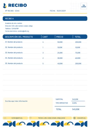 Edita una plantilla de recibo