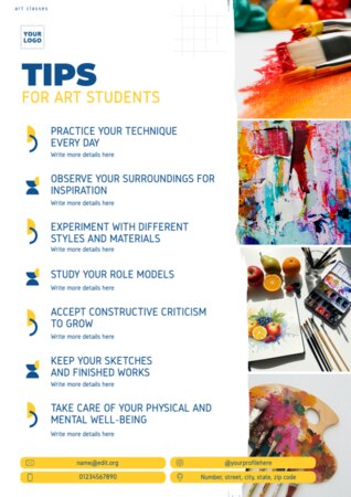 Publicar um folheto sobre aulas de arte