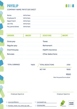 Edit a free paystub template