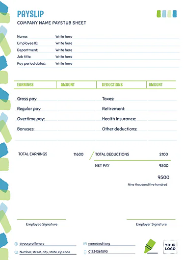 Edit a free paystub template