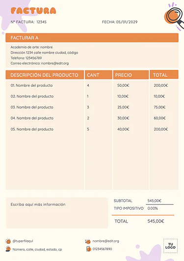 Crear una factura