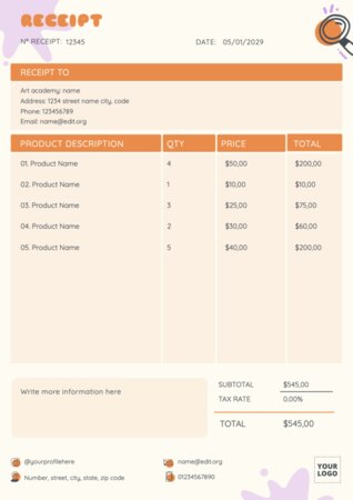 Edit a receipt sample