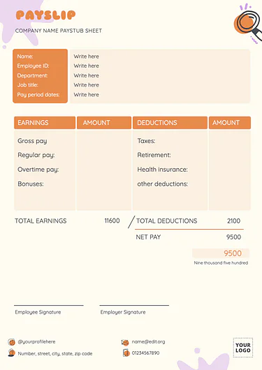 Edit a free paystub template