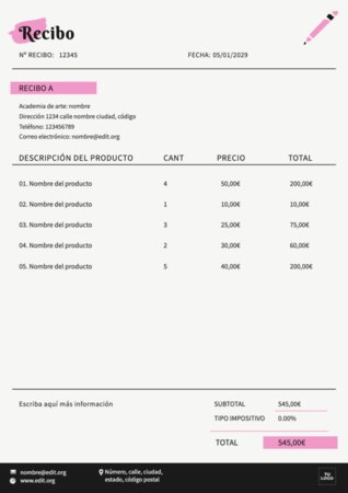 Edita una plantilla de recibo