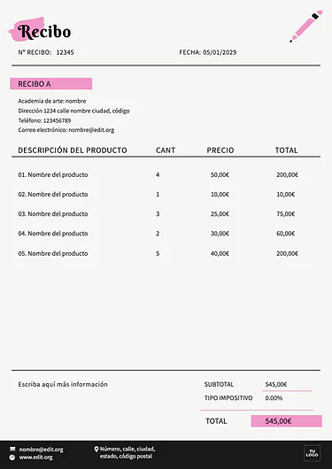 Edita una plantilla de recibo