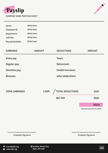 Edit a free paystub template