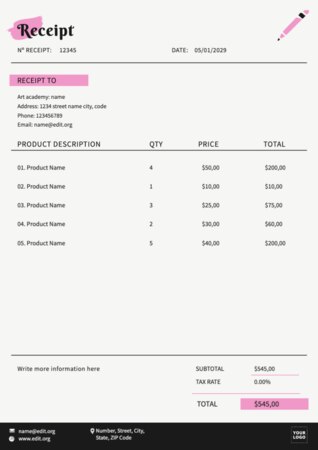 Edit a receipt sample