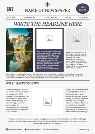 Edit a Newsprint template
