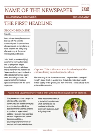 Edit a Newsprint template
