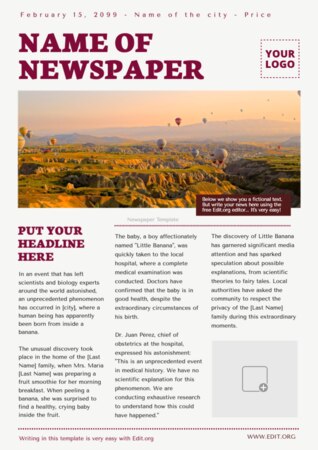 Edit a Newsprint template