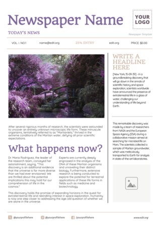 Edit a Newsprint template
