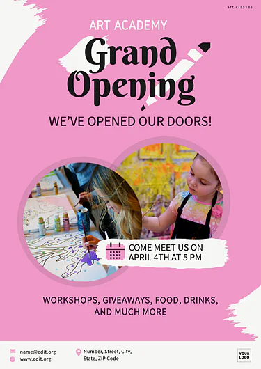 Edit a template for your grand opening