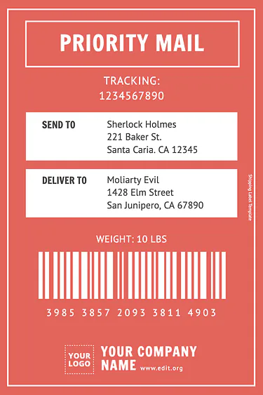 Edit a Shipping Label sample