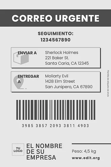 Edita una Etiqueta de Paquete