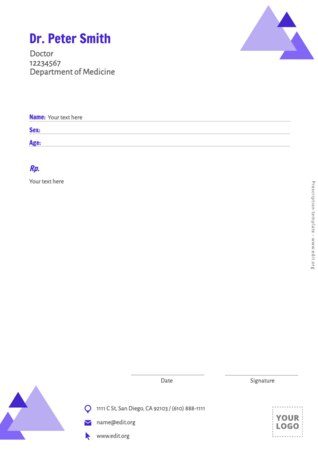 Modifier un formulaire de prescription vierge
