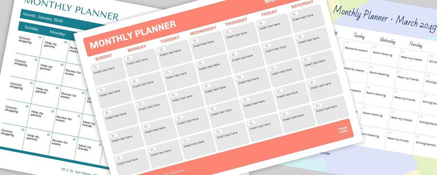 Printable Monthly Planner Templates To Edit Online