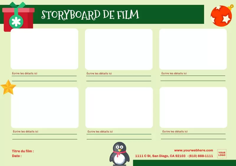 Storyboard de film avec thème de Noël