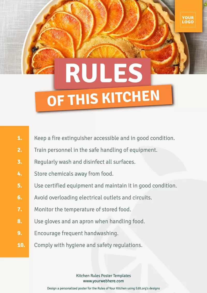 Customizable Kitchen Rules sign for restaurants and cafes