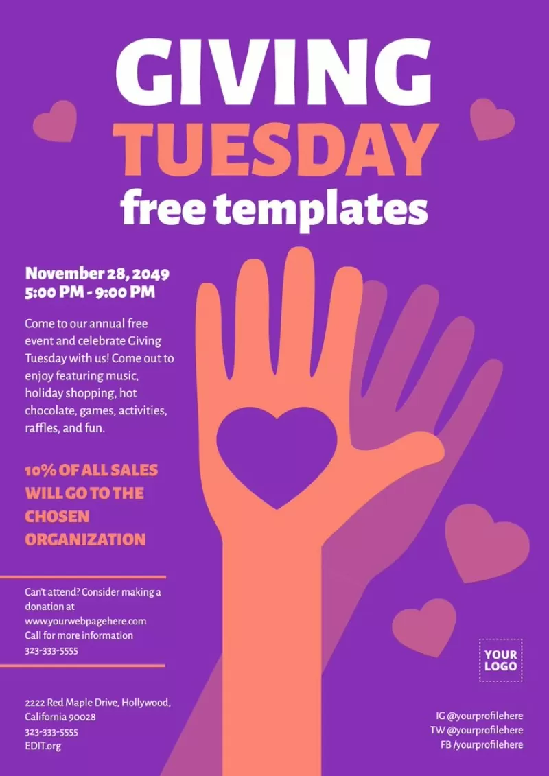 Giving Tuesday editable flyer template to edit online