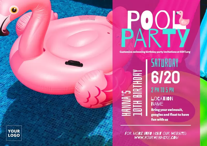 Pool party invitations ideas and backgrounds to customize online