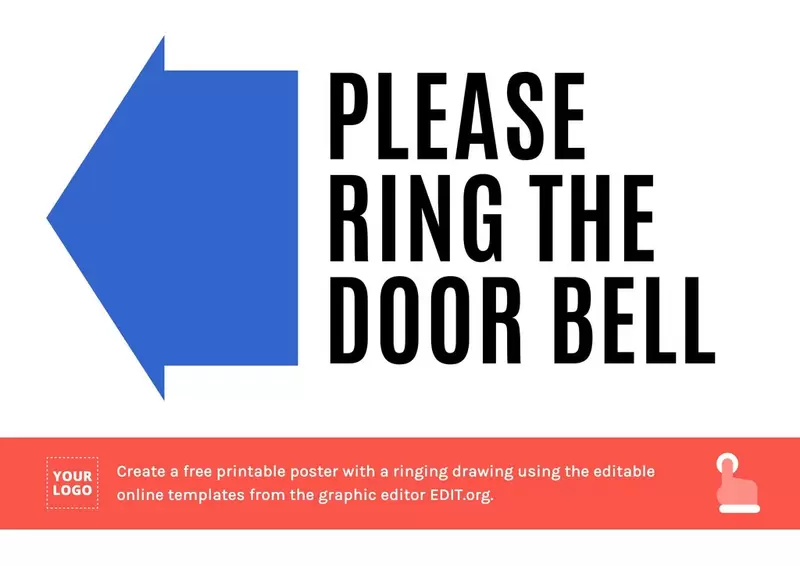 Ring the door bell sign with arrow to edit online and print