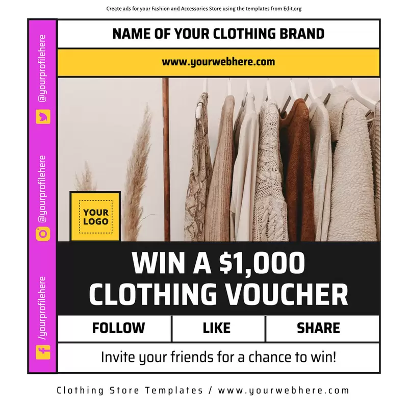 Customizable banner template for a clothing shop giveaway