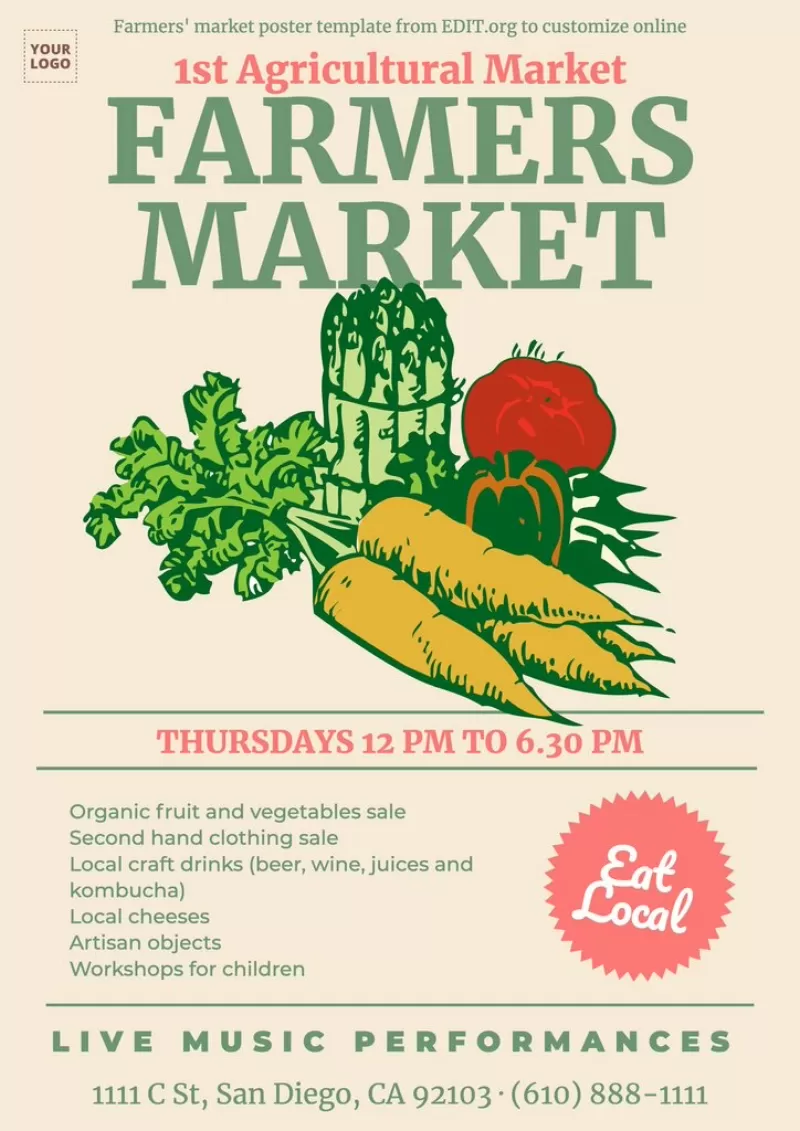 Editable flyer templates for farmers' markets