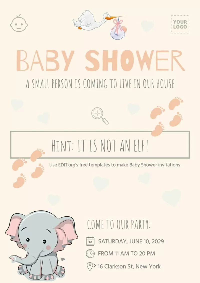 Customizable cards for Baby Shower party