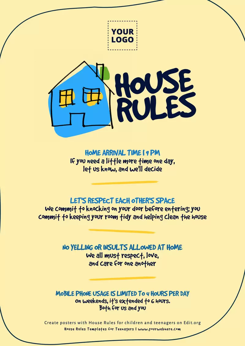 Free posters with house rules for young adults living with parents