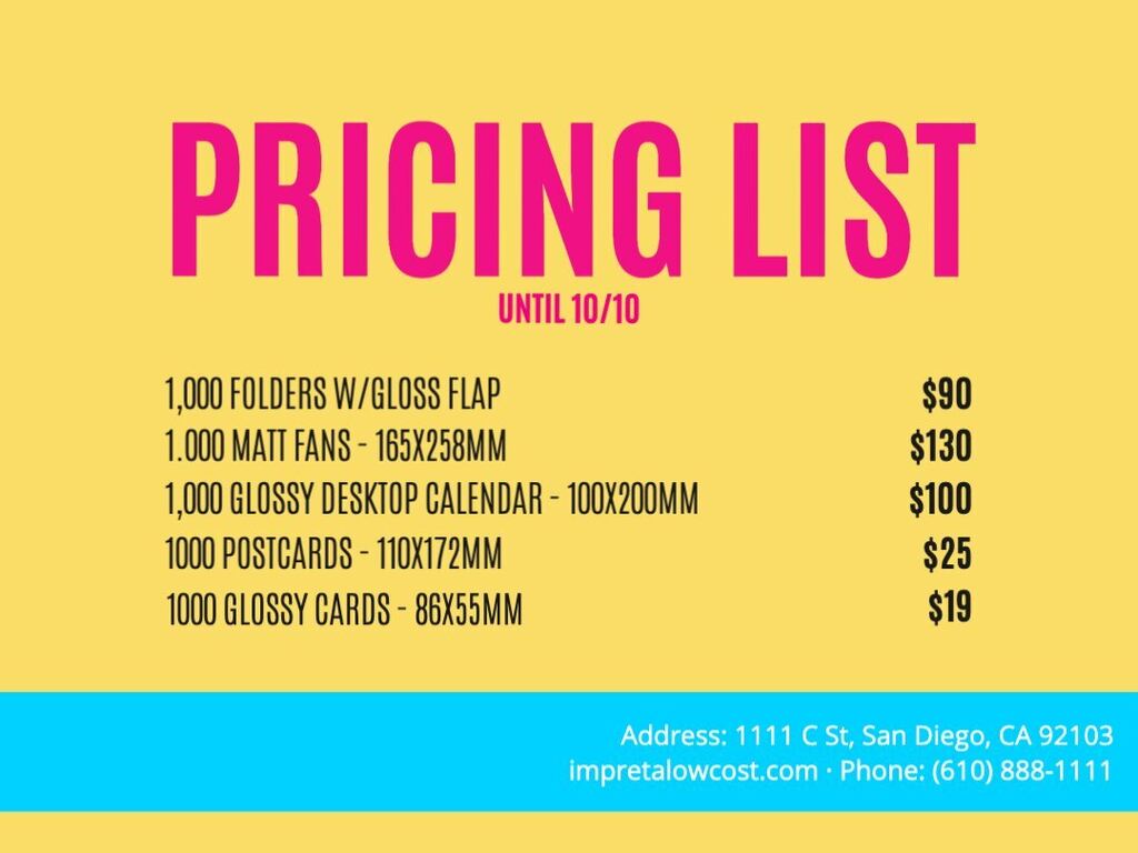 price list template free download