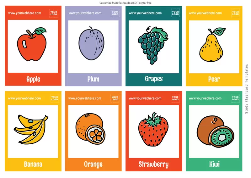 Fruit flashcards for students to customize and print