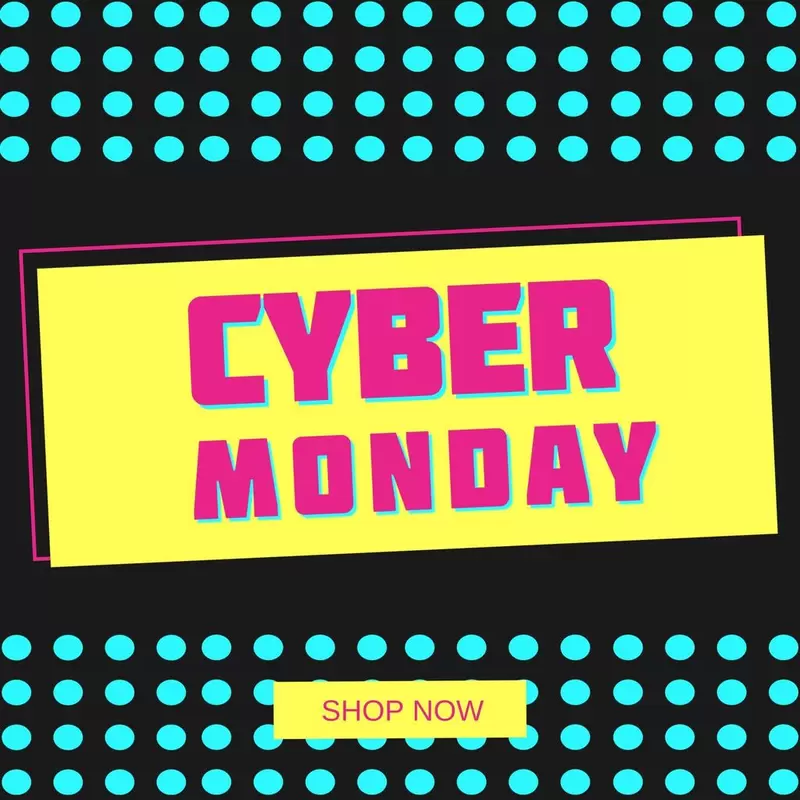 Banner-Vorlage im pinken und gelben Design zum Cyber Monday