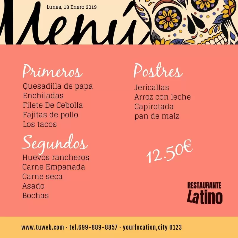 plantilla menu restaurante mexicano