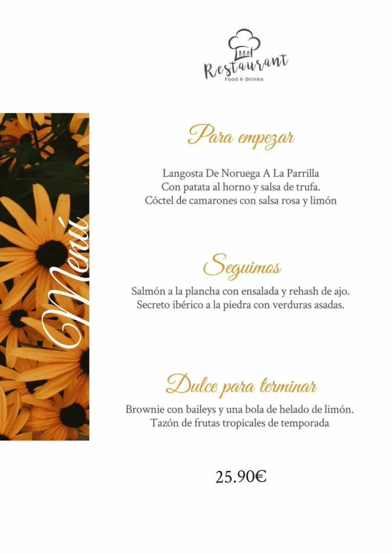 menu girasol plantilla
