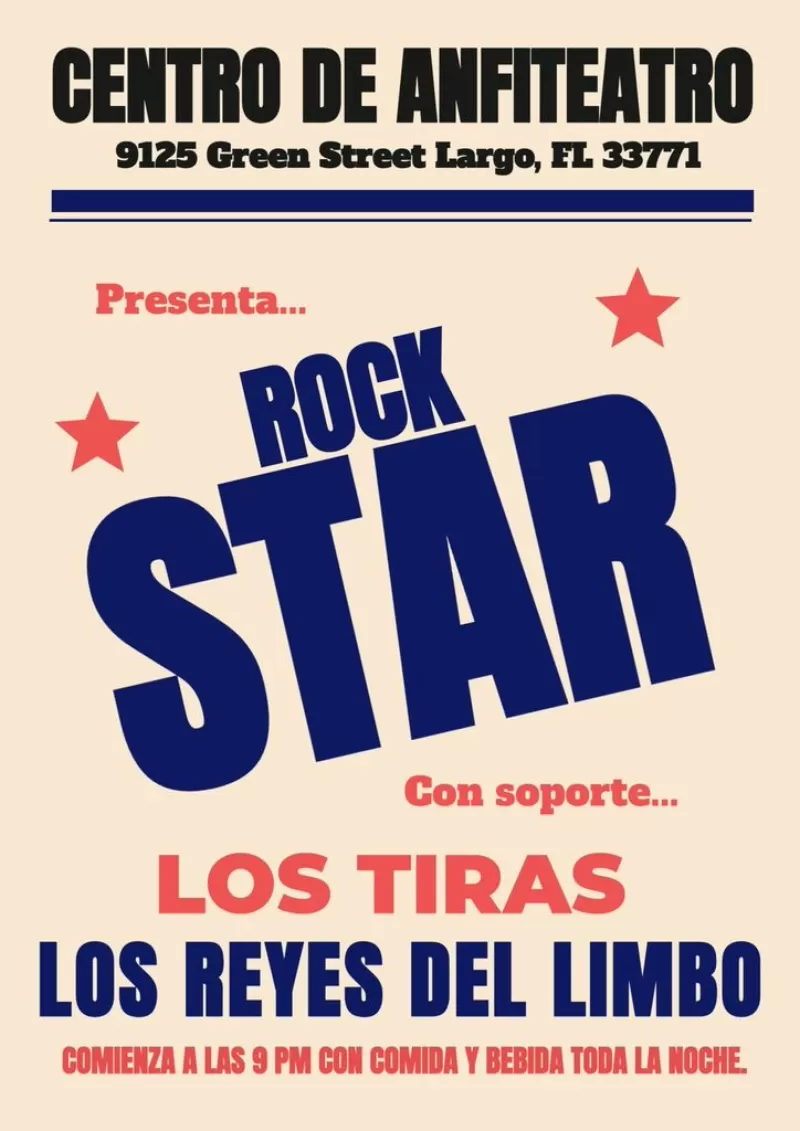 Banner editável a promover concertos de rock