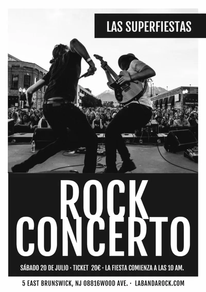Cartaz editável para concertos de rock