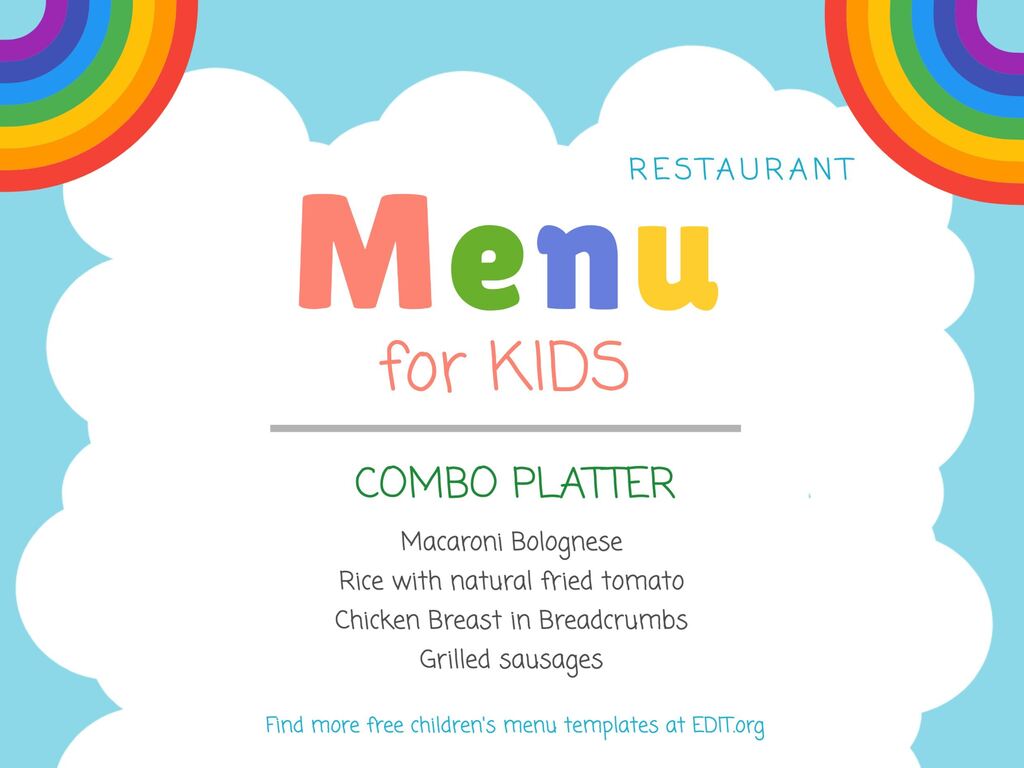 Kids menu templates for cafes and restaurants Pertaining To Fun Menu Templates