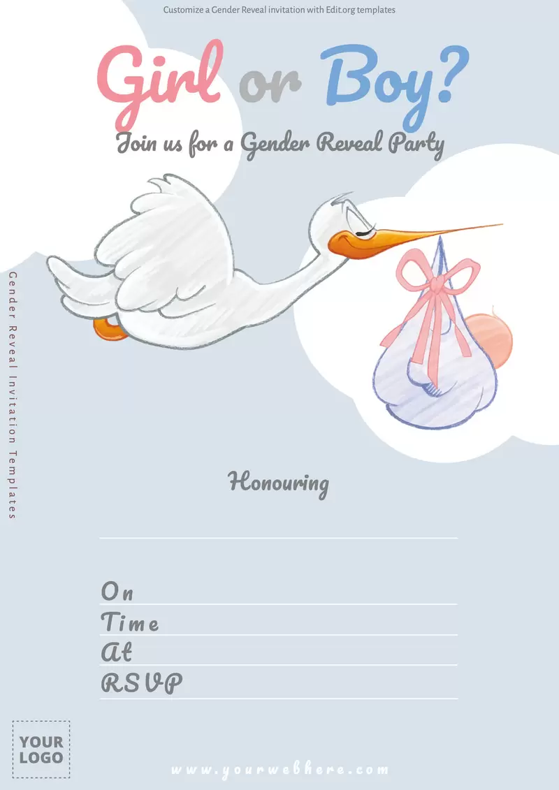Free Gender Reveal invitations to customize and print
