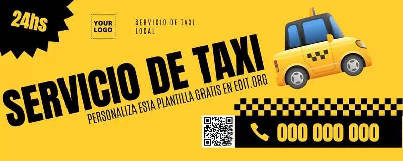 Plantilla de banner editable online para anunciar Servicios de Taxi